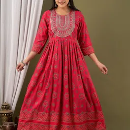 aaradhiya traders Women Printed Viscose Rayon Anarkali Kurta image 4