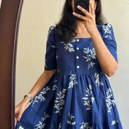 assamica Women Fit and Flare Blue Midi/Calf Length Dress image 3