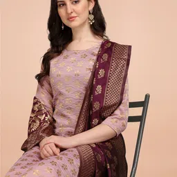 vredevogel Women Cotton Silk Kurti Dupatta Set image 4