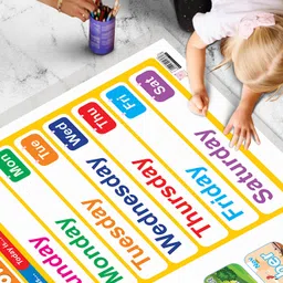 go woo MONTHS OF THE YEAR AND OF THE WEEK Early Learning Educational Chart for Kids | 20"X30" inch |Non-Tearable and Waterproof | Double Sided Laminated | Perfect for Homeschooling, Kindergarten and Nursery StudentsDAYS Paper Print image 5