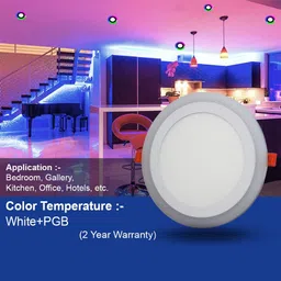 d'mak 15 Watt Round PGB Color Multicolor Effect 3D Led Panel Light (Pack of 04) Recessed Ceiling Light Ceiling Lamp image 5