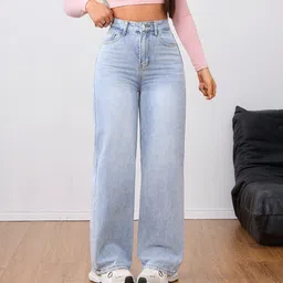 df fashion Women Regular High Rise Light Blue Jeans-picture-10