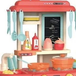 kovea Plastic Kitchen Set Toys with 42 Pcs Lights&Sounds, Play Sink with Running Water image 1