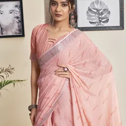 satrani Ready to Wear Solid/Plain Bollywood Cotton Blend Saree image 5