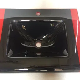 vision glass Wash Basin With Mirror Shelf & Steel Stand RED PATTI BLACK SMALL SIZE 17"*18" Wall Hung Basin image 2