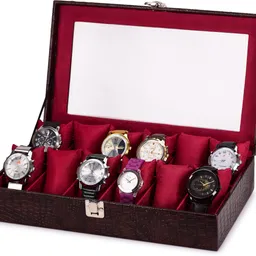 hoc Watch Storage Box for 12 Watches – PU Leather, Soft Cushion, Gift for Men Watch Box image 4