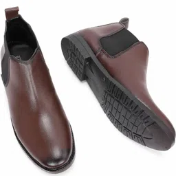 teeny step Brown Shoes For Men Synthetic Leather Boots Shoes Boots For Men image 3