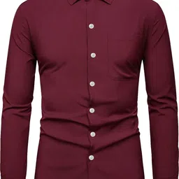 vida loca Men Slim Fit Solid Spread Collar Casual Shirt image 4