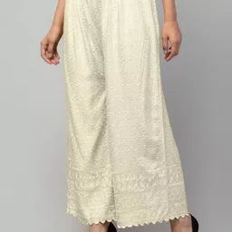 unique look Women Loose Fit Cream Pure Cotton Trousers-picture-26