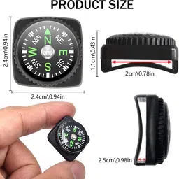 zorbes Liquid Filled Hard Shell Button Compass Set for Survival Band Paracord Bracelet Compass image 2
