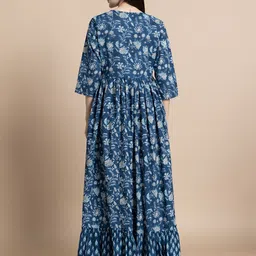 gujari Women Ethnic Dress Blue Ankle Length Dress image 2