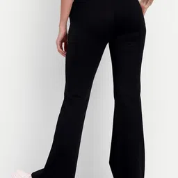 next one Women Flared Black Lycra Blend Trousers image 3