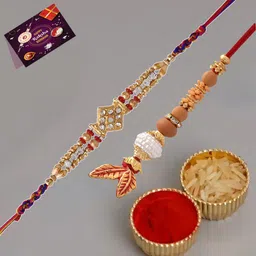 ephemeral Bhaiya Bhabhi Rakhi_set_02 Gold Finish Chawal Roli Pack Set-picture-16