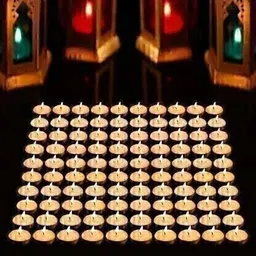 rmc Tealight Branded Diwali Diya Unscented Wax Tealights Candles Smokeless Burning time Approx 3-4 Hour, 100 Candles Set, Pack of 1 100 Tea Lights White Colour Candle Candle-picture-21
