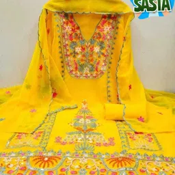 stylebhawani Unstitched Georgette Salwar Suit Material Embroidered image 4