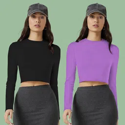 maheshvi Pack of 2 Casual Regular Sleeves Solid Women Purple Top-picture-15