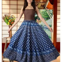 tankaviss Women Printed Regular Blue Skirt image 1