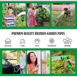 ramanar 15 meter (50 ft) 3/4"(20 mm) braided 3 layered heavy duty water hose connector and clamps water gardening cleaning out door indoor use Hose Pipe image 5