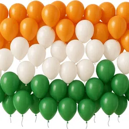 bzore Solid 105 Pc Tri Color Balloons (Orange, White & Green) – Indian Flag Decoration Pack Balloon-picture-20