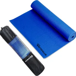 Anti Skid Solid Pvc Yoga Mat With Carry Bag | Exercise Mat, (Blue) Blue 8 mm Yoga Mat-image-88