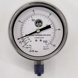 -30 to 150 PSI Dial Pressure Gauge Dia 4"/100MM, SS Body, Bottom Connection 3/8" Ring Gauge-image-48