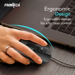 Frontech Wired USB Mouse | 3 Handy Buttons | Scroll Wheel 1000 DPI | MS_0101 Wired Ambidextrous Optical Mouse image 3