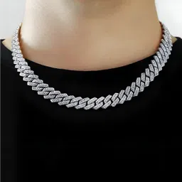 ruhi collection Mc Stan Chain For Boys Men Cuban Link Chain American Diamond HipHop Rapper Chain Cubic Zirconia Titanium Plated Stainless Steel Chain-picture-33