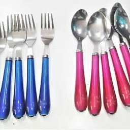 rvt 6 Crystal Spoon, 6 Fork set Steel Cutlery Set-picture-22
