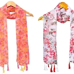 stolevilla Printed Chiffon Women Multicolor Scarf, Stole, Fancy Scarf image 1