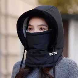 Full coverage windproof, water splash-proof warm balaclava winter cap for women Beanie-image-35