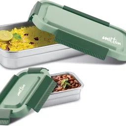 milton Metro Meal Jr. Stainless Steel Tiffin, set of 2 (750 ml,140 ml), Green 2 Containers Lunch Box-picture-10