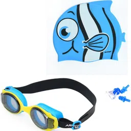shifter Kids Swimming Combo Set Kit Fish Shape Cap With Premium Anti Fog Swimming Goggle Swimming Kit-picture-10