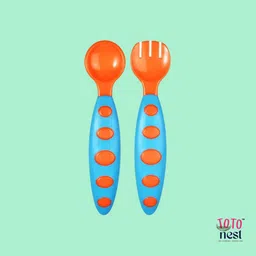toto nest Gentle Bite Baby Spoon Set - Feeding Spoon and Fork - BPA Free, Soft PP - Food Grade Plastic image 2