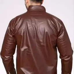 yatma Men Solid Leather Jacket image 2