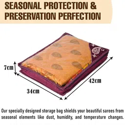 Kuber Industries Purple & Transparent 12 Pieces Self Design Saree Organisers image 3