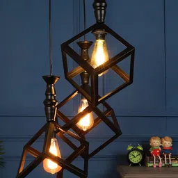 MFD HOME FURNISHING Black & Gold-Toned Iron Contemporary Cluster Light-picture-22