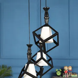 MFD HOME FURNISHING Black & White Iron Contemporary Cluster Light-picture-20