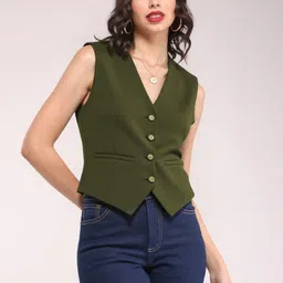 pp productions Solid Women Waistcoat image 1