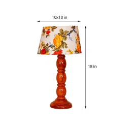 Chicago Multicolour Fabric Shade Night Lamp With Wood Base By BrightDaisy image 3