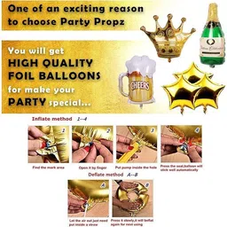 party midlinkerz Solid Golden Theme Anniversary Decoration Items Golden Balloons For Husband, Wife Balloon image 3