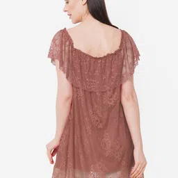 FashionRack Brown Self Design Net Baby Doll image 2