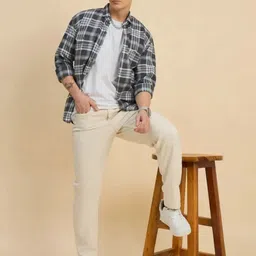 moda rapido Men Regular Mid Rise Beige Jeans image 5