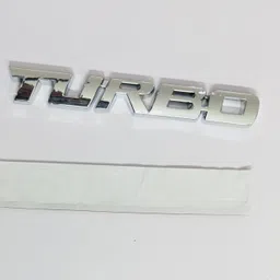 auto mt SILVER-Turbo Car Badge 3D Logo Metal Emblem Car, Any Smooth Surface 12.5X1.6 Car Flywheel image 3