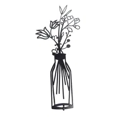 MARKET99 Set Of 3 Black Flower Design Wall Decor image 4