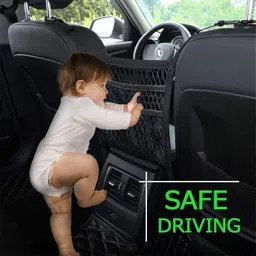 mforall Car Mesh Organizer Back Net Bag Barrier of Backseat Kids Children Pet Dog Holder Car Multi Pocket image 5