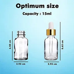pharcos 15ML Clear Glass Bottle with Dropper plug +Gold ring +White Silicone Teat|10 PCS 15 ml Bottle image 3