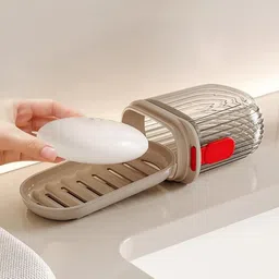 fgg Travel Soap Box Plastic Transparent Waterproof Portable Soap Dish for Travel image 2