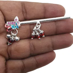 sahiba gems Silver Designer Flute (Basuri) for Lord Krishna ~ 6.50 Centimetre Deity Ornament image 3