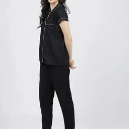 gordhan Women Shirt & Pyjama set Black Solid image 3