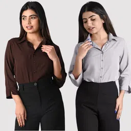 gm sara Women Regular Fit Solid Spread Collar Casual Shirt-picture-25